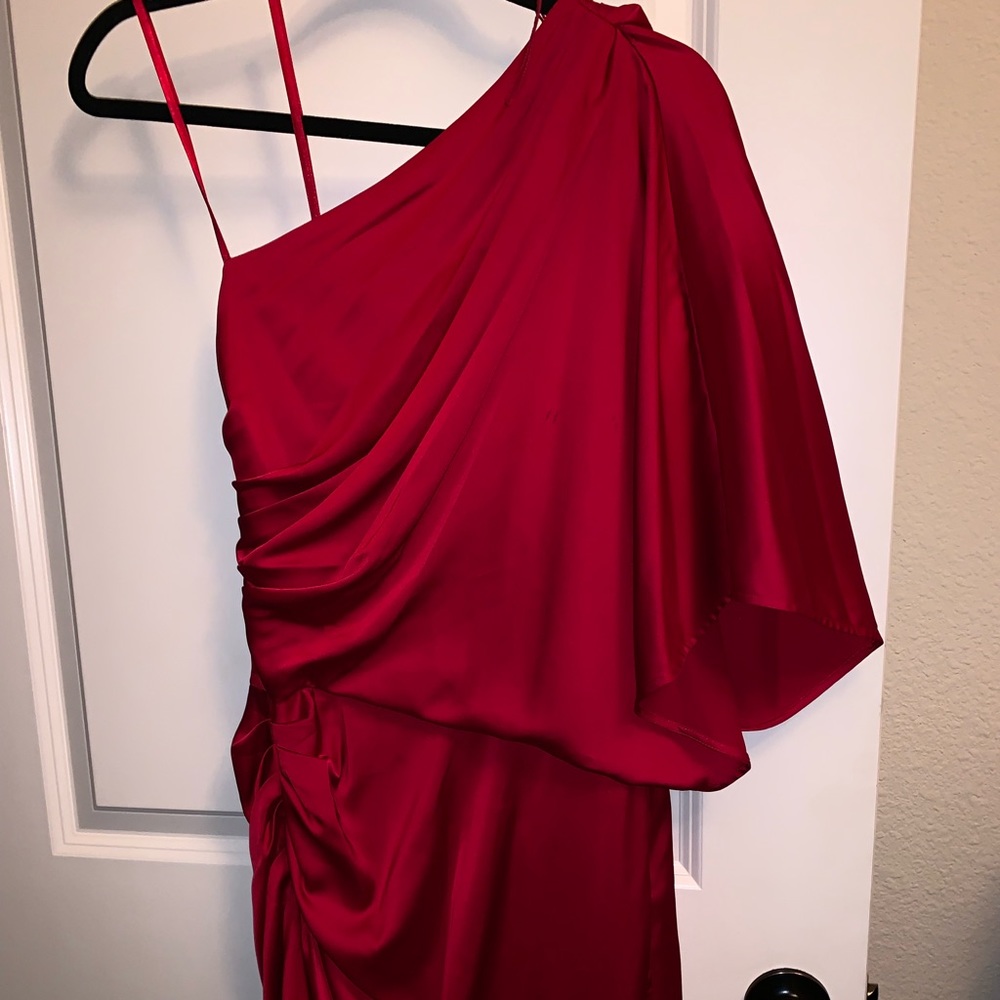 NWT Cache Red One Shoulder Dress